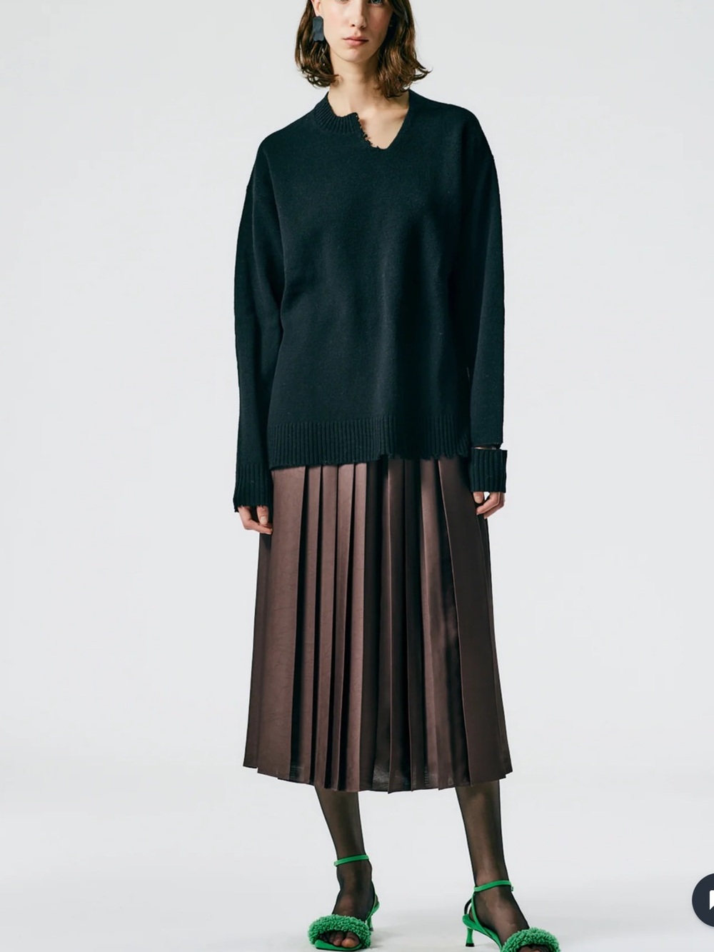 Tibi Soft lambswool, cut out neck band sweater